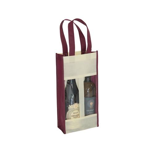 Shopper in tnt Portabottiglie con finestra trasparente 17x35x9