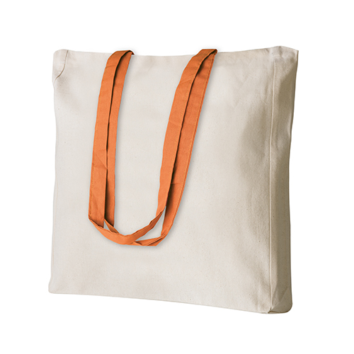 Shopper in cotone a soffietto manici lunghi 38x42x8